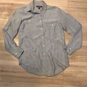 Tommy Bahama Sky Blue Casual Silk Button Down Blouse